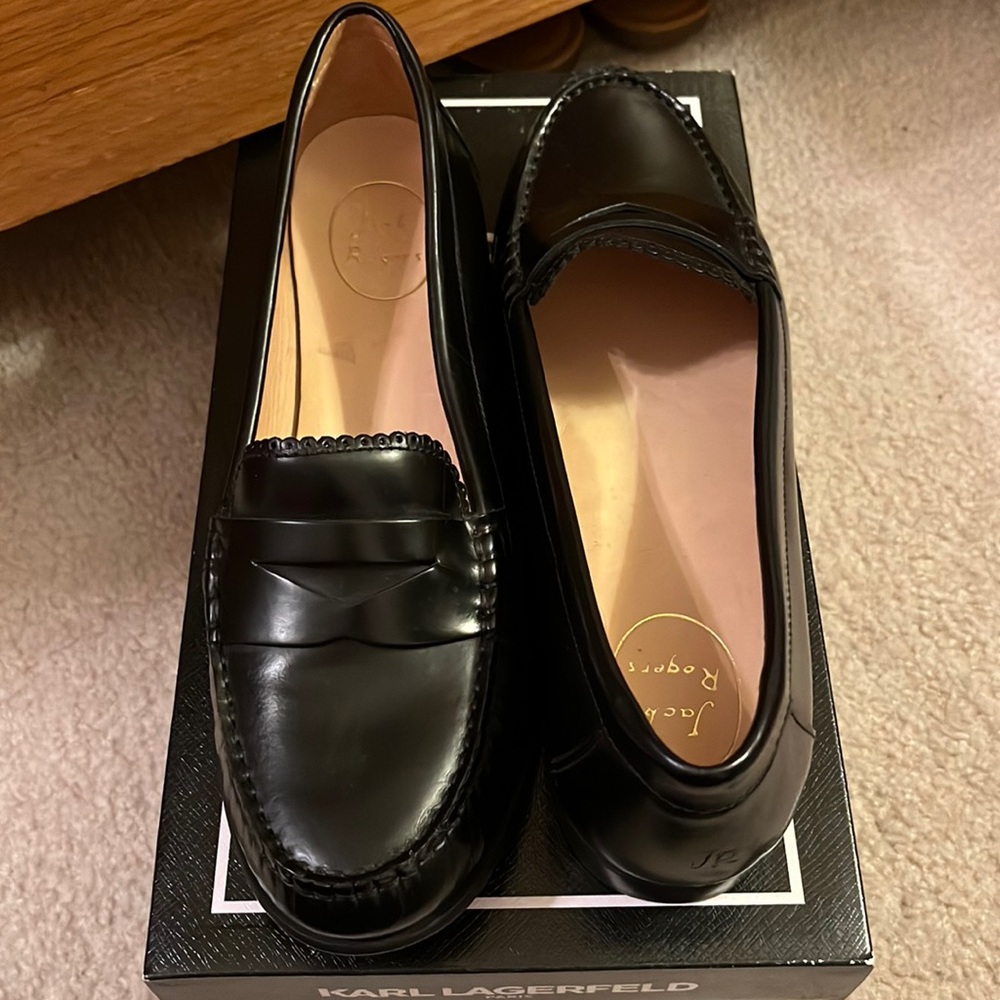 New! Jack Roger's Black Leather Quinn Penny Loafers Size 10 B Made in Brazil